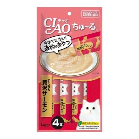 Inaba CIAO Churu (Ciao Churu) for cats, tuna and luxurious salmon, 14g (x4 sticks)