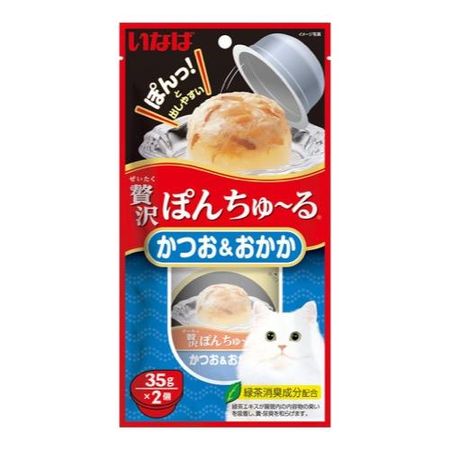 Inaba Luxury Ponchu (Ponchu) for Cats, Bonito & Bonito Flake, 35g (x2)