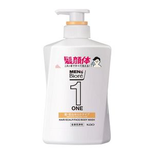 [12개 세트] 카오 멘즈비오레 ONE 올인원 전신 세정제 모발·피부 매끈 타입 플로럴 비누 향 펌프형 480ml 《머리·얼굴·몸을 모두 씻을 수 있는 멘즈비오레》 바디워시