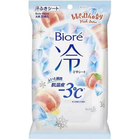 【24개 세트】비오레 쿨 시트 복숭아 비누향 20매 '20