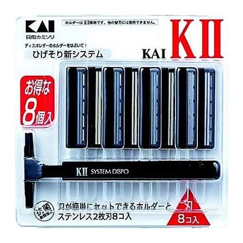 Kai KAI-KII (KAI-K2) 2 刀片剃须刀，1 个支架 + 8 个替换刀片