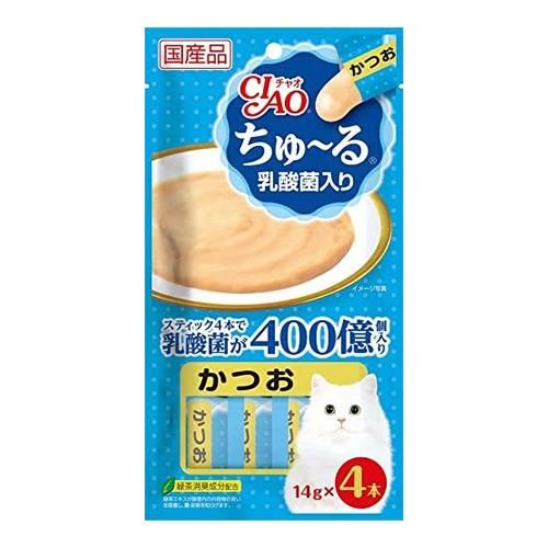 いなば ＣＩＡＯちゅ～る（チャオちゅーる） 猫用 乳酸菌入り かつお 14g (×４本)