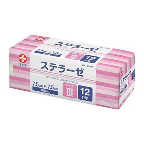 白十字 白十字 STELLAZE（未滅菌）醫療紗布 Type III 12層 100片裝（7.5×7.5cm）