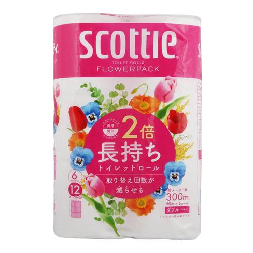 日本製紙CRECIA scottie Scotty Flower Pack雙重長度（雙）6卷