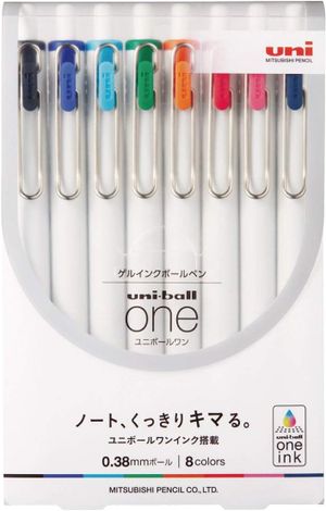 三菱鉛筆凝膠球筆上登機一個0.38一個8顏色套裝