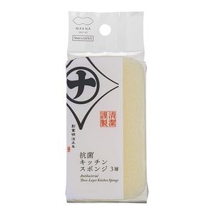 マーナ 抗菌キッチンスポンジ ３層 Ｋ７５２ 1個入 (ホワイト)