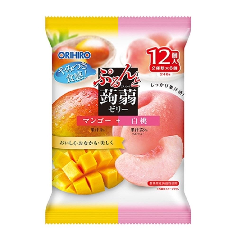 Purunto 蒟蒻果凍袋裝 芒果+白桃 20g x 12個