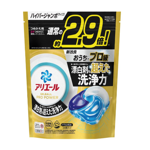 아리에르 겔볼 프로 파워 리필 하이퍼 점보 사이즈 26개입 세탁용 세제