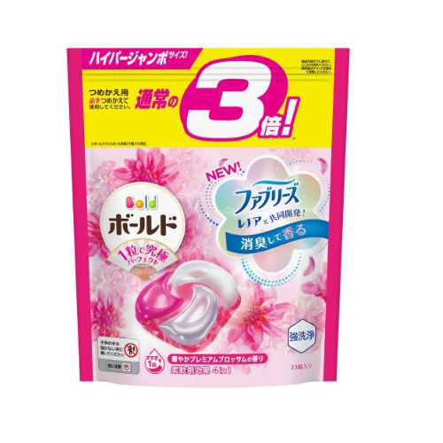 Bold Gel Ball 4D Gorgeous Premium Blossom Scent Refill Hyper Jumbo 33 Pieces Laundry Detergent