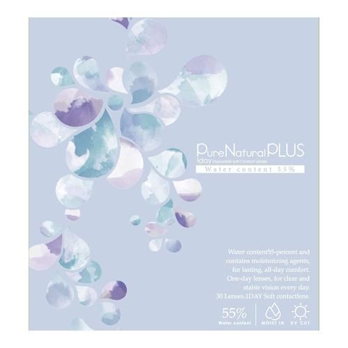 Pure Natural 1day Plus Clear Contact Lenses, 55% Water Content, UV Protection & Moisture (Box of 30)
