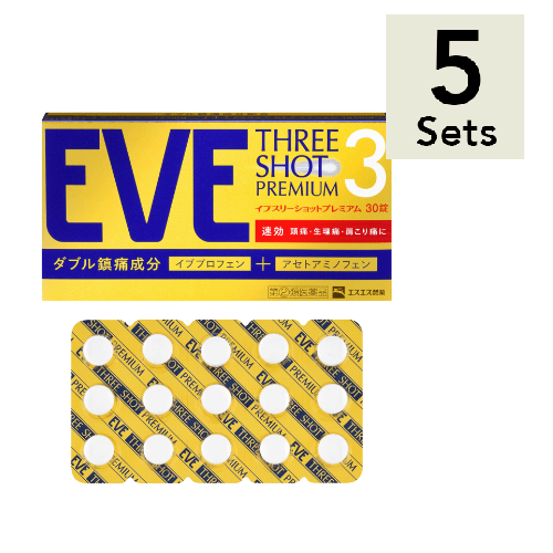 SS製藥 EVE止痛藥 [5 件裝] [指定第 2 類醫藥品] Eve Three Shot Premium 30 片