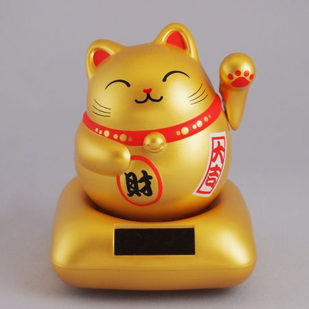 Round happy beckoning cat, gold RC-15G