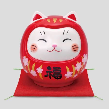 7675 七彩招财猫达摩樱花红福字大号