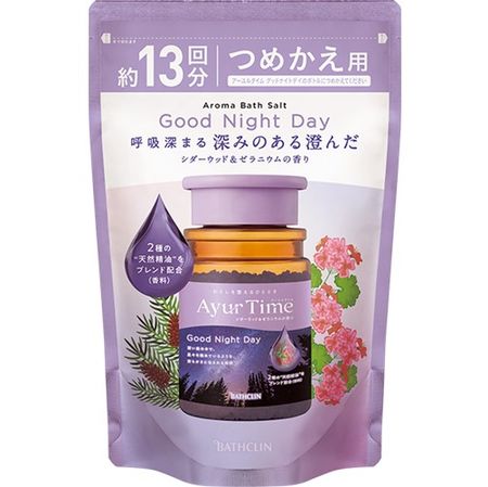 아유르타임 굿나잇데이 입욕제 시더우드&제라늄 향 리필용 520g