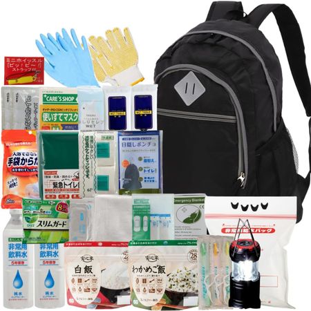 Be prepared and feel safe! 24-piece disaster prevention basics set for women, disaster prevention goods (black)