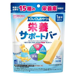 Asahi Group Foods Wakodo Pre-Kids Food Gungun Oyatsu Nutritional Support Bar Milk Flavor 5 Bars