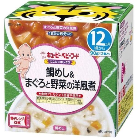 丘比嬰兒輔食 Niko Niko 盒裝鯛魚飯鮪魚蔬菜西式燉煮 90g x 2