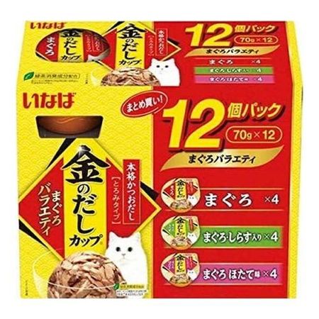 Inaba Kin no Dashi Cup Cat Tuna Variety Pack 70g (x12 pack)