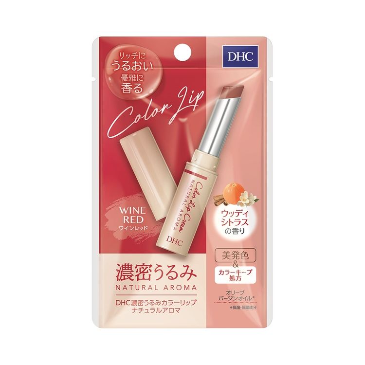 DHC Moisture-Rich Color Lip Natural Aroma Wine Red – Woody Citrus Scent 1.5g