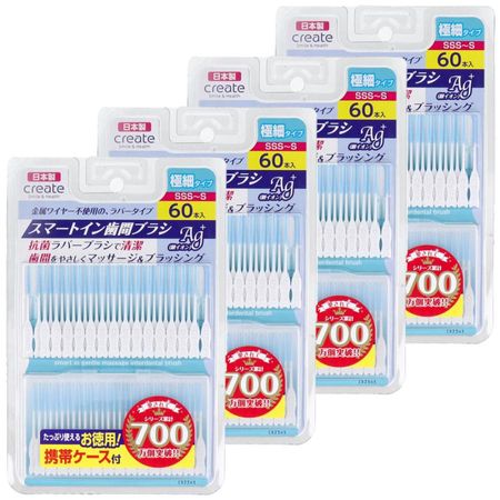 Create Smart-in Interdental Brush, Ultra-thin Type, SSS-S, 60 Pieces x 4 Set of