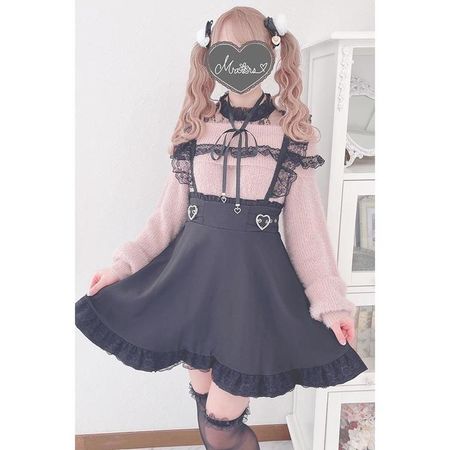 MA*RS||Pearl Heart Flare Skirt-Black size-F||Item number: 388050504