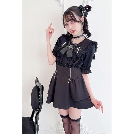 MA*RS||兩層荷葉邊布拉鏈裙褲-F碼||產品編號：388050531