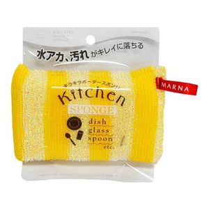 マーナ キラキラボーダースポンジ Ｋ２２８ 1個入 (イエロー)