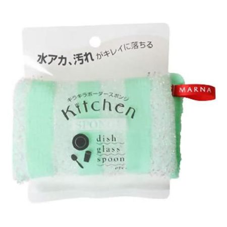 MARNA 閃亮條紋海綿 K228 1入（綠色）