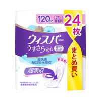 Whisper Ultra Thin & Dry Incontinence Pads, 120 cc, Unscented, 24 Count