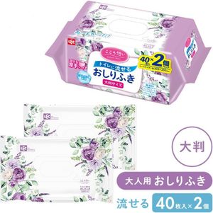 Kokoromoi 大号可水洗婴儿湿巾 40 张 x 2 片