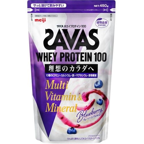 SAVAS 乳清蛋白 100 复合维生素和矿物质 蓝莓酸奶味 450g