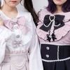 DreamMyLove||圆领珍珠丝带荷叶边上衣产品编号：533915
