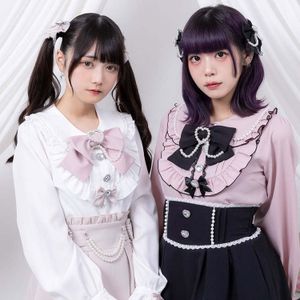 DreamMyLove||丸襟パールリボンフリルブラウス 品番:533915