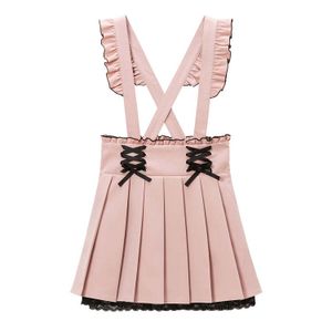 DreamMyLove||Ruffle lace-up pleated skirt with suspension Product number: 532589
