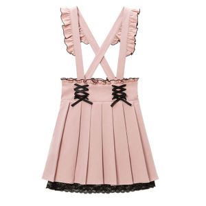DreamMyLove||Ruffle lace-up pleated skirt with suspension Product number: 532589