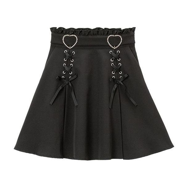 DreamMyLove Heart-Buckle Strap A-Line Skirt