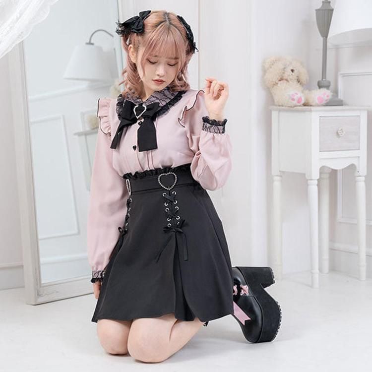 DreamMyLove｜愛心扣帶蕾絲綁帶裙 商品編號：532029
