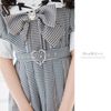 DearMyLove||セーラービジューレースフリルワンピース 膝上白襟×ギンガム 品番:534695