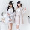 DearMyLove||レース重ねパールリボンお嬢様ワンピース 膝上 品番:533917