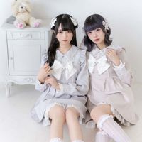 DearMyLove||レース重ねパールリボンお嬢様ワンピース 膝上 品番:533917