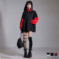 DearMyLove||ハーフジップバイカラーオーバーサイズスウェットワンピース 品番:533260