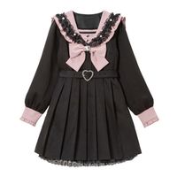 DreamMyLove梦展望||セーラービジューレースフリルワンピース 品番:534141 膝上