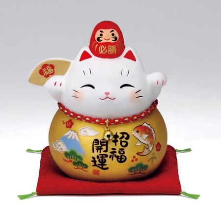 7692 Colorful Victory Daruma Maneki Neko (Kinpuku Fan Small)