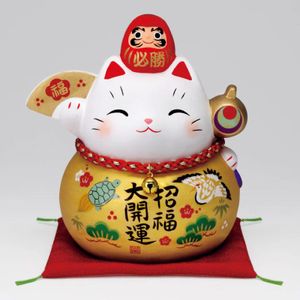 7689 Colorful Victory Daruma Maneki Neko Kinpuku Large Piggy Bank