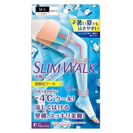 Pip Slim Walk美腿長夏季限定清涼及膝長1對淡藍色