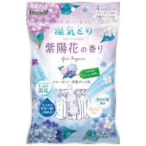 Dry & Dry UP Moisture Remover for Closets and Wardrobes, Hydrangea Scent, 67g x 4 Sheets