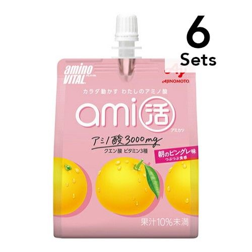 [6个装] Amino Vital Amikatsu 果冻饮料 早晨宾格瑞口味 180g