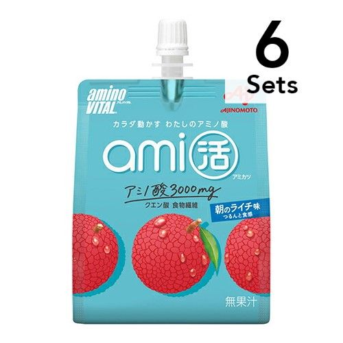 [6个装] Amino Vital Amikatsu 果冻饮料 清晨荔枝味 180g