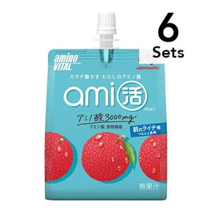 [Set of 6] Amino Vital Amikatsu Jelly Drink, Morning Lychee Flavor, 180g