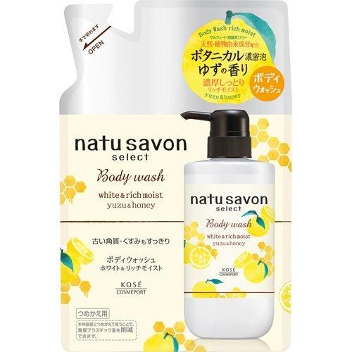 Softymo Natu Savon Select 白色沐浴露滋润保湿柚子蜂蜜补充装 360ml